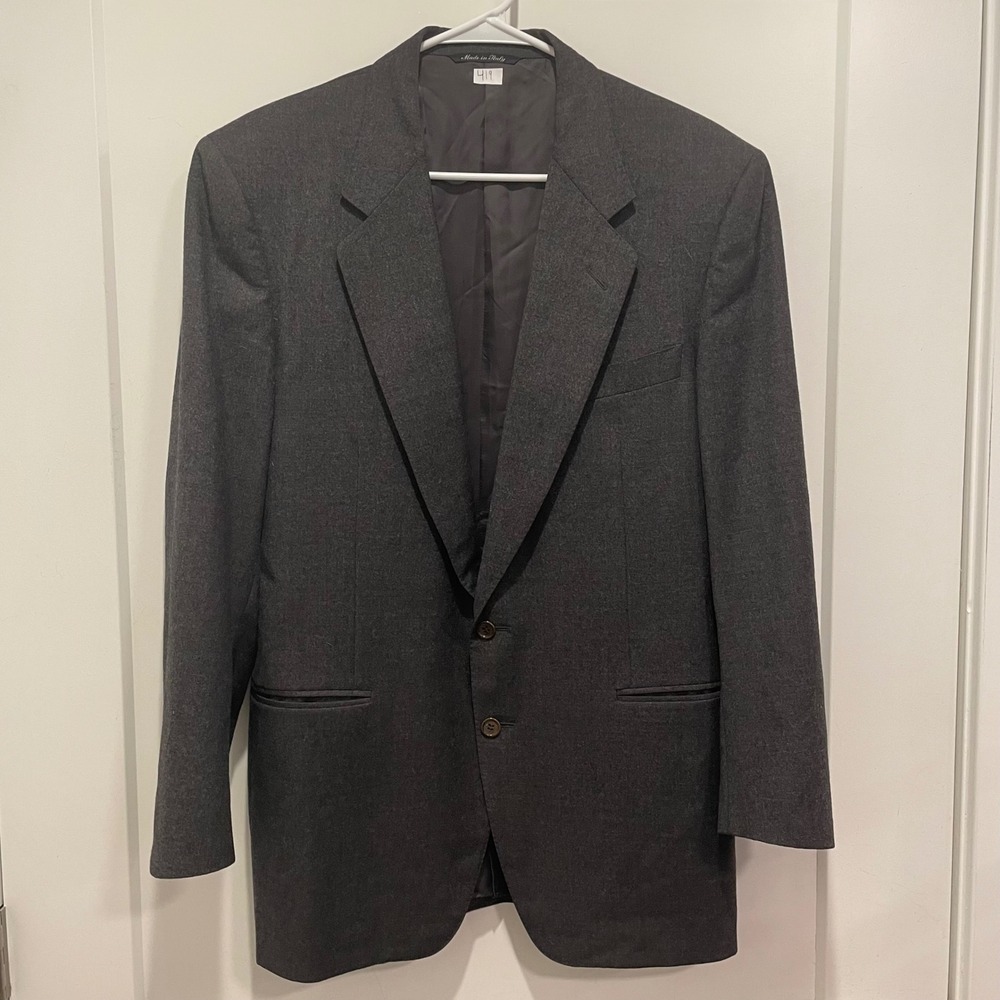 Canali Milano Mens Charcoal Gray Wool Cashmere Blazer Jacket Made in Italy‎ 50R